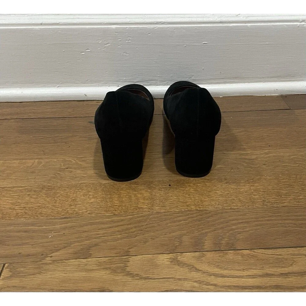 Aerosoles Black Suede Round Toe Block Heel Pump Comfort Shoes Sz 7 Career Office
